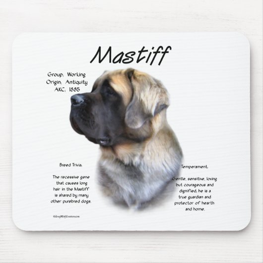 Fawn Fluffy Mastiff Geschiedenis Muismat (Voorkant)