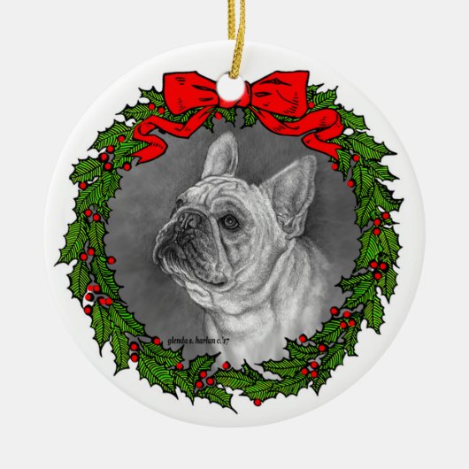 Fawn French Bulldog Art van Glenda S. Harlan Keramisch Ornament (Voorkant)