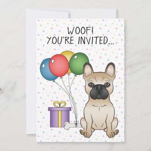 Fawn French Bulldog Cartoon Dog - Birthday Kaart (Voorkant)
