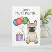 Fawn French Bulldog Cartoon Dog - Birthday Kaart (Staand voorkant)