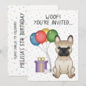 Fawn French Bulldog Cartoon Dog - Birthday Kaart (Voorkant / Achterkant)