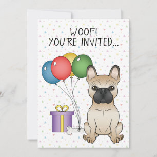 Fawn French Bulldog Cartoon Dog - Birthday Kaart