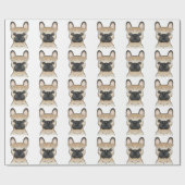 Fawn French Bulldog Cartoon Dog Head Pattern Cadeaupapier (Vlak)