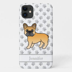 Fawn French Bulldog Cute Cartoon Dog & Name Case-Mate iPhone Case