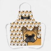Fawn French Bulldog Cute Cartoon Dog & Name Schort (Voorkant)