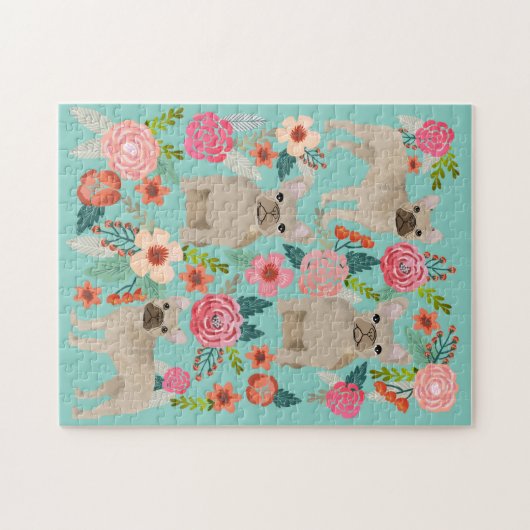 Fawn French Bulldog  Florals Legpuzzel (Horizontaal)