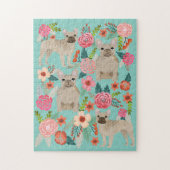 Fawn French Bulldog  Florals Legpuzzel (Verticaal)