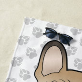 Fawn French Bulldog / Frenchie Cartoon Dog & Name Strandlaken (In situ)