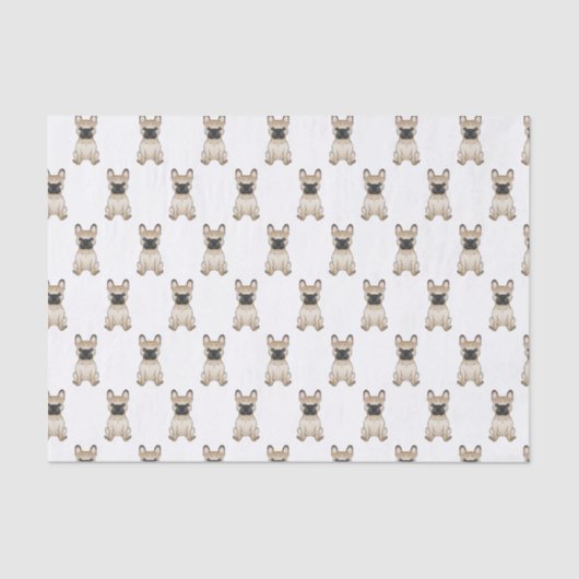 Fawn French Bulldog / Frenchie Cartoon Dog Pattern Tissuepapier (Voorkant)