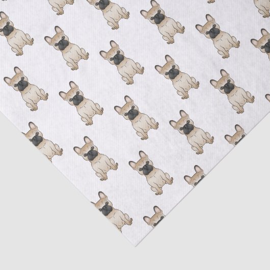 Fawn French Bulldog / Frenchie Cartoon Dog Pattern Tissuepapier (Detail)