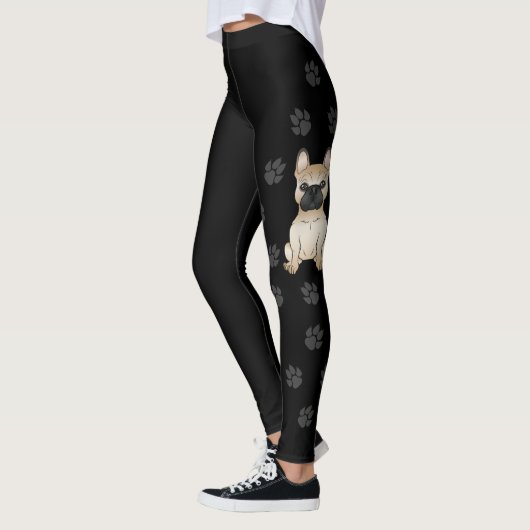 Fawn French Bulldog / Frenchie Cartoon Dog & Paws Leggings (Links)