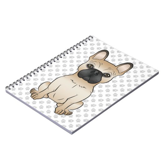 Fawn French Bulldog / Frenchie Cartoon Dog & Paws Notitieboek (Linkerzijde)