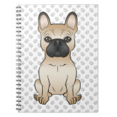 Fawn French Bulldog / Frenchie Cartoon Dog & Paws Notitieboek (Voorkant)