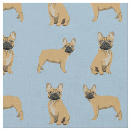 Fawn French Bulldog Light Blue Stof