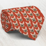 Fawn French Bulldog Red Stropdas<br><div class="desc">Een leuk klein Fawn French Bulldog of Frenchie patroon op een rode achtergrond. Geweldig voor alle hondenliefhebbers, dierenartsen, dierenartsen en dierenartsen. Originele kunst van Nic Squirrell.</div>