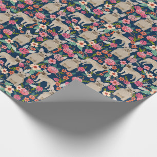 Fawn French Bulldogs  florals Cadeaupapier