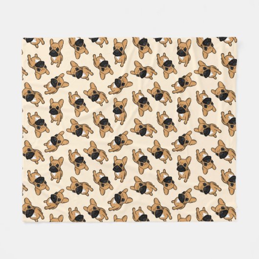Fawn Frenchie Puppy Fleece Deken (Voorkant (Horizontaal))