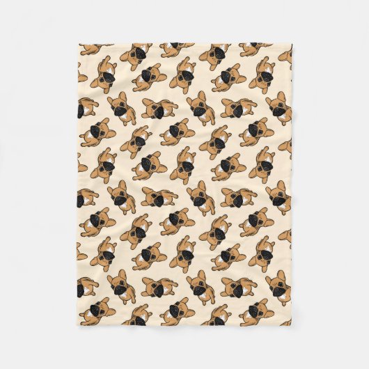 Fawn Frenchie Puppy Fleece Deken (Voorkant)