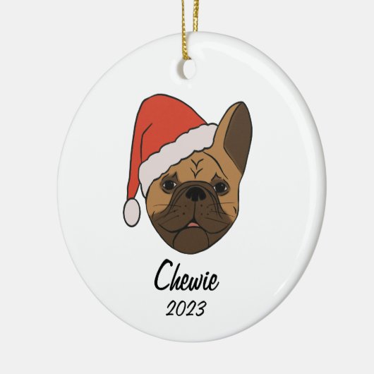 Fawn Frenchie Santa Hat Kerstmis Ornament (Links)