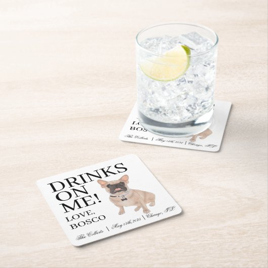 Fawn gemaskerde Franse Bulldog bruiloft Kartonnen Onderzetters (Insitu)