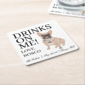 Fawn gemaskerde Franse Bulldog bruiloft Kartonnen Onderzetters (Schuin)