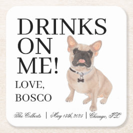 Fawn gemaskerde Franse Bulldog bruiloft Kartonnen Onderzetters