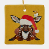 FAWN & GOLDEN BIRD CHRISTMAS KERAMISCH ORNAMENT (Voorkant)
