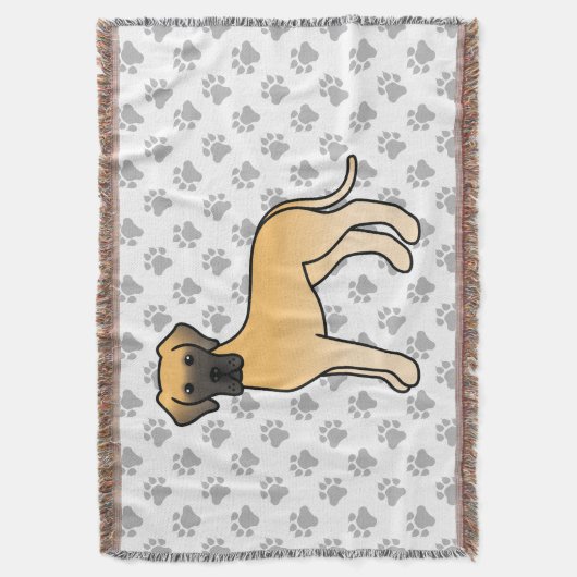 Fawn Great Dane Cute Cartoon Dog Deken (Voorkant Verticaal)
