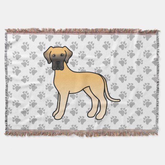 Fawn Great Dane Cute Cartoon Dog Deken (Voorkant)