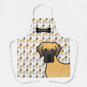 Fawn Great Dane Cute Cartoon Dog & Name Schort (Voorkant)
