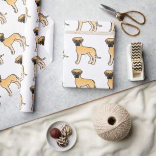 Fawn Great Dane Cute Cartoon Dog Patroon Cadeaupapier