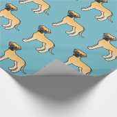 Fawn Great Dane Dog Patroon op Blauwe Kleur Cadeaupapier (Hoek)