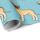Fawn Great Dane Dog Patroon op Blauwe Kleur Cadeaupapier (Rol Hoek)