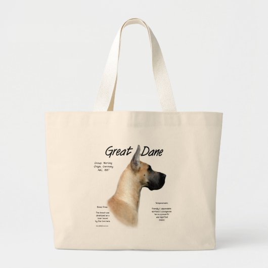 Fawn Great Dane Geschiedenis Ontwerp Grote Tote Bag (Voorkant)