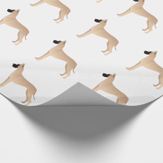 Fawn Great Dane Hondenras Illustration Silhouette Cadeaupapier (Hoek)