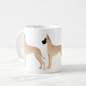 Fawn Great Dane Hondenras Illustration Silhouette Koffiemok (Voorkant links)