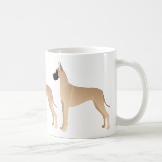 Fawn Great Dane Hondenras Illustration Silhouette Koffiemok (Rechts)