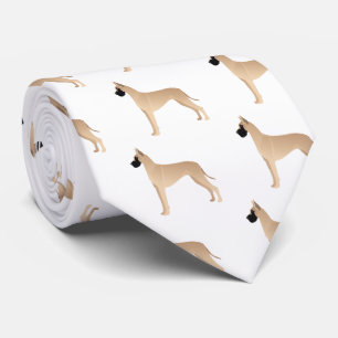 Fawn Great Dane Hondenras Illustration Silhouette Stropdas
