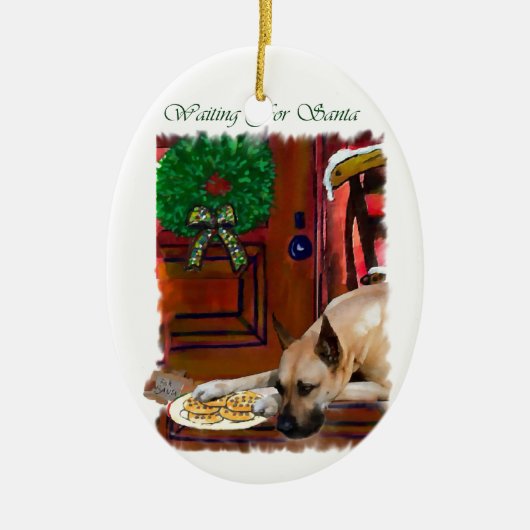 Fawn Great Dane Kerstmis Keramisch Ornament (Voorkant)