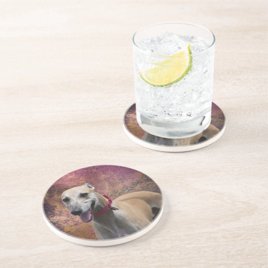 Fawn Greyhound Sandstone Onderzetter (Zijkant)