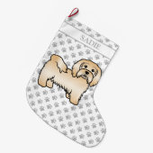 Fawn Havanese Cute Cartoon Dog Illustratie en naam Grote Kerstsok (Voorkant (Hangend))