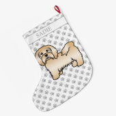 Fawn Havanese Cute Cartoon Dog Illustratie en naam Grote Kerstsok (Achterkant (Hangend))
