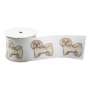 Fawn Havanese Cute Cartoon Dog Illustratie Satijnen Lint