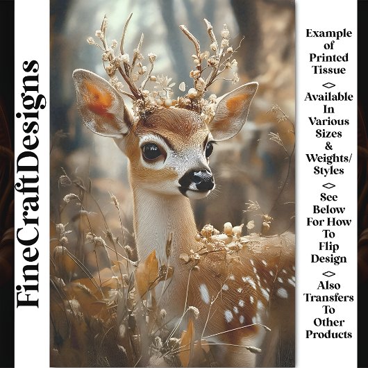 Fawn in bossen, bloemen, bessen CF7 Decoupage Tissuepapier