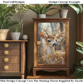 Fawn in bossen, bloemen, bessen CF7 Decoupage Tissuepapier