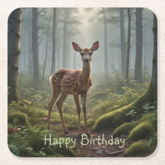 Fawn in het bos kartonnen onderzetters (Voorkant)