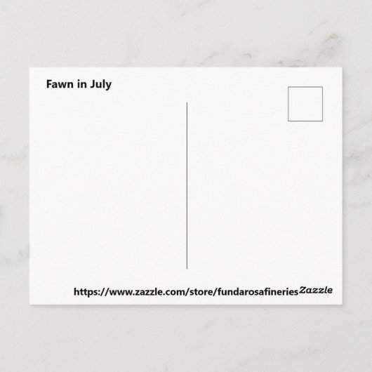 Fawn in Juli Briefkaart (Achterkant)