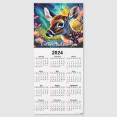 Fawn in Meadow Pond Magnetische Kalender Kaart (Voorkant)