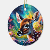 Fawn in weidevijver keramisch ornament (Links)