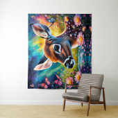 Fawn in weidevijver wandkleed (In situ)